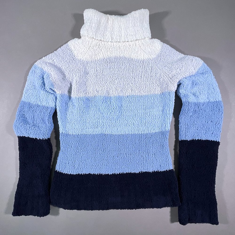 JJ Basics Turtleneck Sweater Horizontal Blue/White Stripes Size Small - Picture 1 of 10